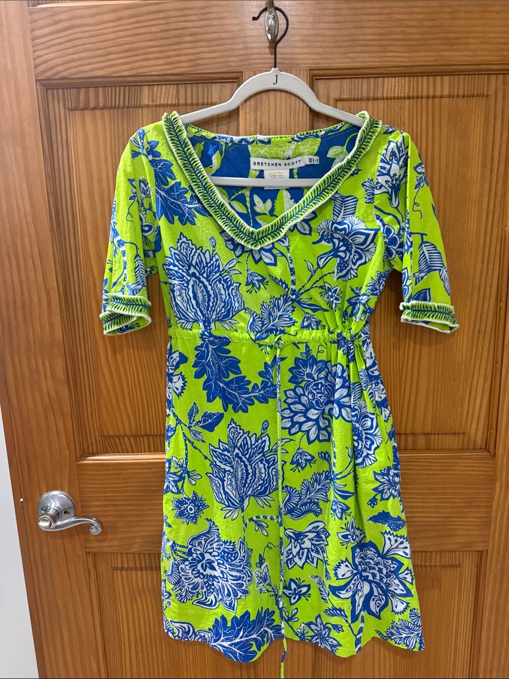 Gretchen Scott Designs Lime Green and Blue Floral Swim Coverup